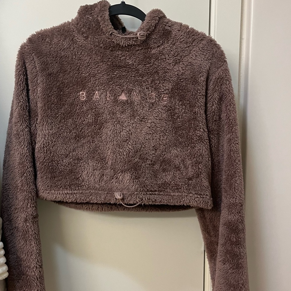 cropped fuzzy hoodie